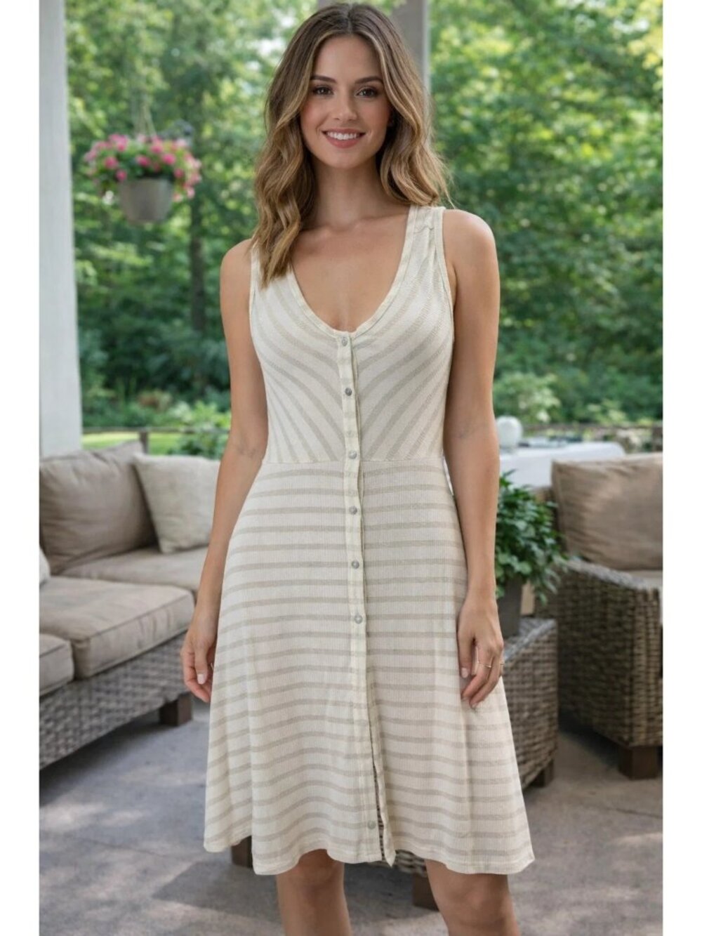 Anthropologie size Medium Postmark Sandstripe tank dress